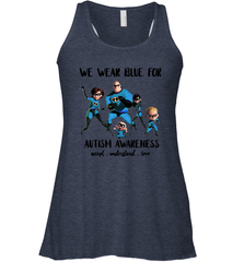 We Wear Blue For Autism Awareness Accept Racerback Tank - kambletee