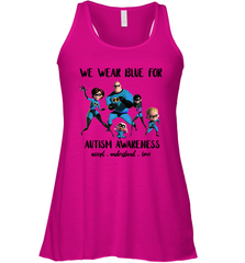 We Wear Blue For Autism Awareness Accept Racerback Tank - kambletee