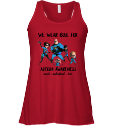 We Wear Blue For Autism Awareness Accept Racerback Tank - kambletee