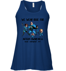 We Wear Blue For Autism Awareness Accept Racerback Tank - kambletee