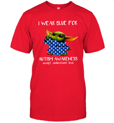 Baby Yoda I Wear Blue For Autism Awareness Men's T-Shirt - kambletee