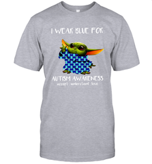 Baby Yoda I Wear Blue For Autism Awareness Men's T-Shirt - kambletee