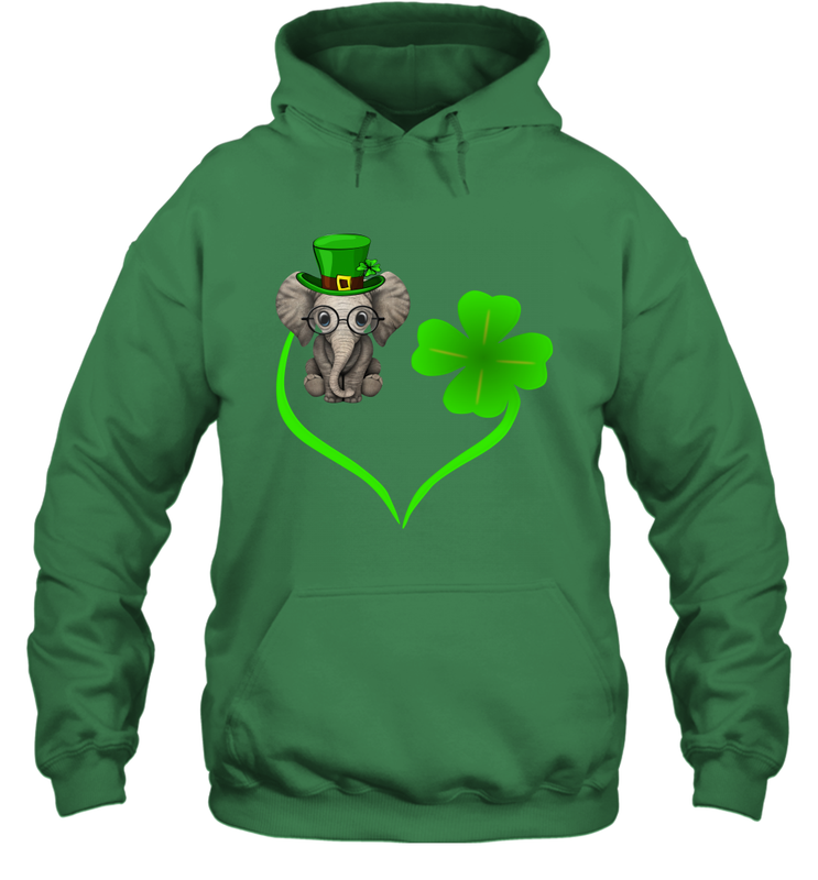 Elephant irish heart st patrick's day Hoodie - kambletee