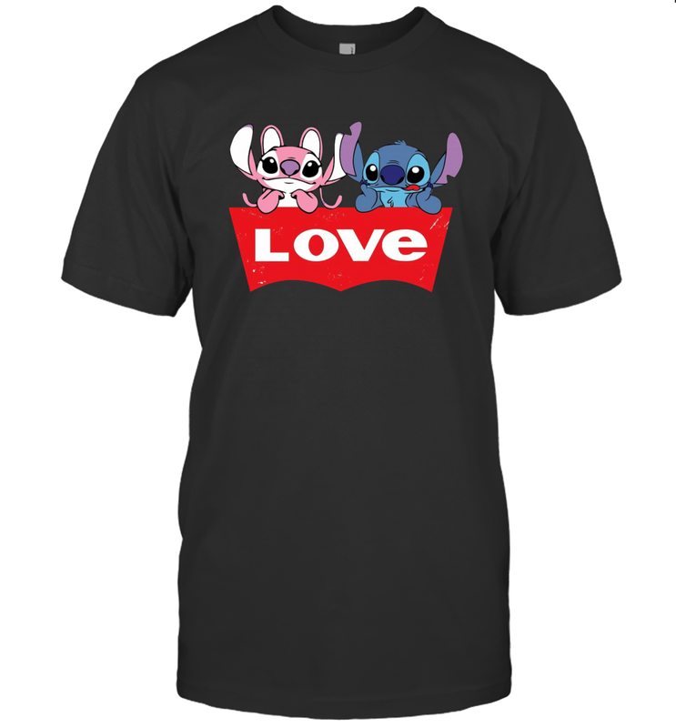 Stitch and Angel love Levi's logo Men's T-Shirt - kambletee