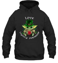 Baby Yoda hug St Patricks Day Irish love loyalty friendship Hoodie - kambletee