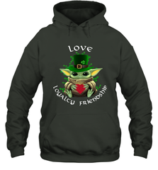 Baby Yoda hug St Patricks Day Irish love loyalty friendship Hoodie - kambletee
