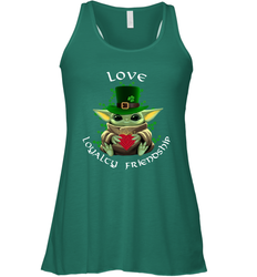 Baby Yoda hug St Patricks Day Irish love loyalty friendship Racerback Tank - kambletee