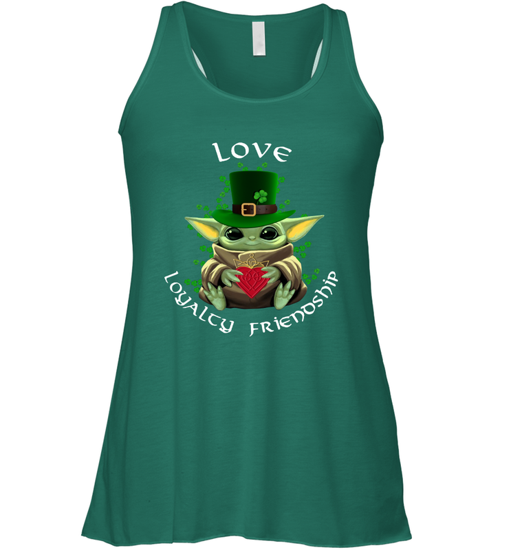 Baby Yoda hug St Patricks Day Irish love loyalty friendship Racerback Tank - kambletee