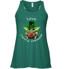 Baby Yoda hug St Patricks Day Irish love loyalty friendship Racerback Tank - kambletee