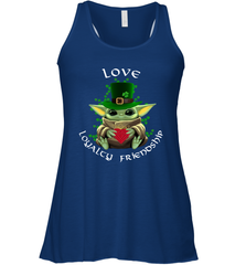 Baby Yoda hug St Patricks Day Irish love loyalty friendship Racerback Tank - kambletee