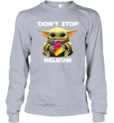 Baby Yoda Autism Awareness dont stop believin Long Sleeve T-Shirt - kambletee