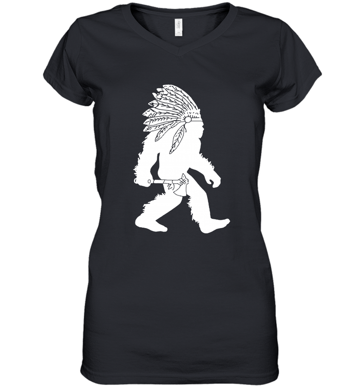 Native American Bigfot Women's V-Neck - kambletee