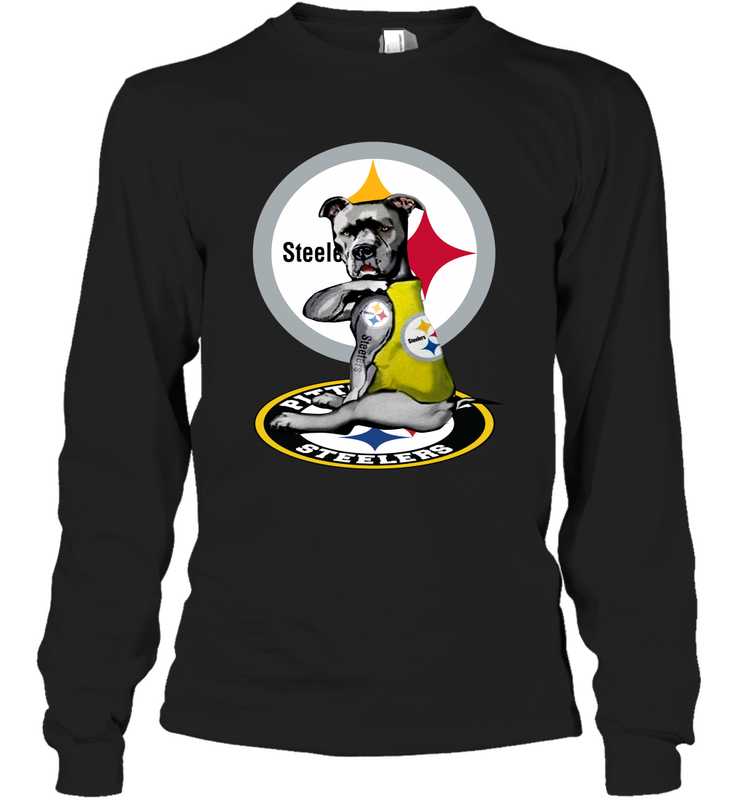 Pitbull Rottweiler I Love Pittsburgh Steelers Long Sleeve T-Shirt - kambletee