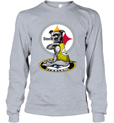 Pitbull Rottweiler I Love Pittsburgh Steelers Long Sleeve T-Shirt - kambletee