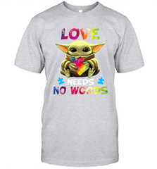 Baby Yoda Autism Awareness love needs no words Men's T-Shirt - kambletee