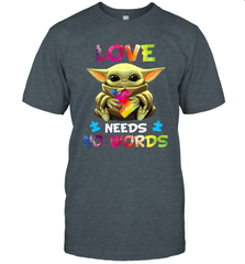 Baby Yoda Autism Awareness love needs no words Men's T-Shirt - kambletee