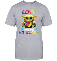 Baby Yoda Autism Awareness love needs no words Men's T-Shirt - kambletee