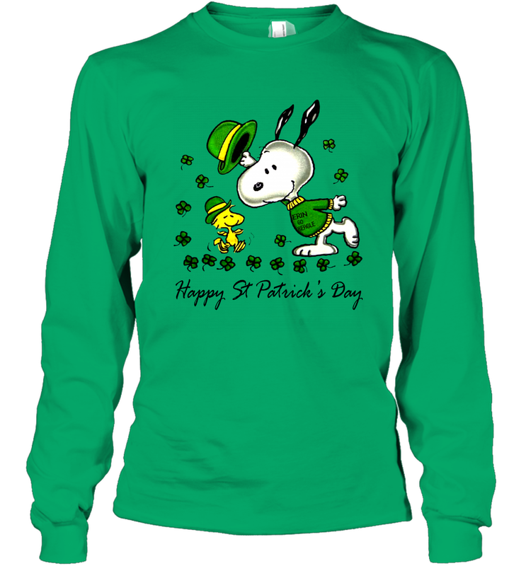 Snoopy and Woodstock Erin go beagle Happy Patricks Day Long Sleeve T-Shirt - kambletee