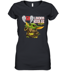 Baby Yoda Valentino Rossi Legends Never Die Women's V-Neck - kambletee