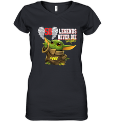 Baby Yoda Valentino Rossi Legends Never Die Women's V-Neck - kambletee