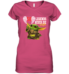 Baby Yoda Valentino Rossi Legends Never Die Women's V-Neck - kambletee