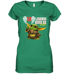 Baby Yoda Valentino Rossi Legends Never Die Women's V-Neck - kambletee