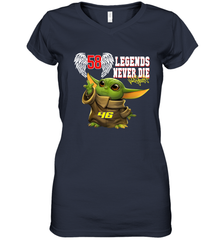 Baby Yoda Valentino Rossi Legends Never Die Women's V-Neck - kambletee