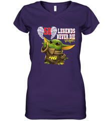 Baby Yoda Valentino Rossi Legends Never Die Women's V-Neck - kambletee