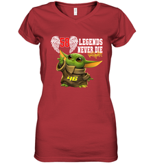 Baby Yoda Valentino Rossi Legends Never Die Women's V-Neck - kambletee