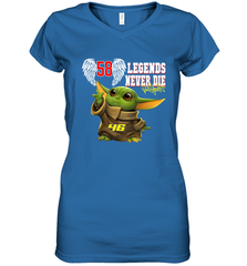 Baby Yoda Valentino Rossi Legends Never Die Women's V-Neck - kambletee