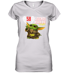 Baby Yoda Valentino Rossi Legends Never Die Women's V-Neck - kambletee