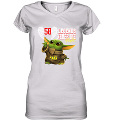 Baby Yoda Valentino Rossi Legends Never Die Women's V-Neck - kambletee