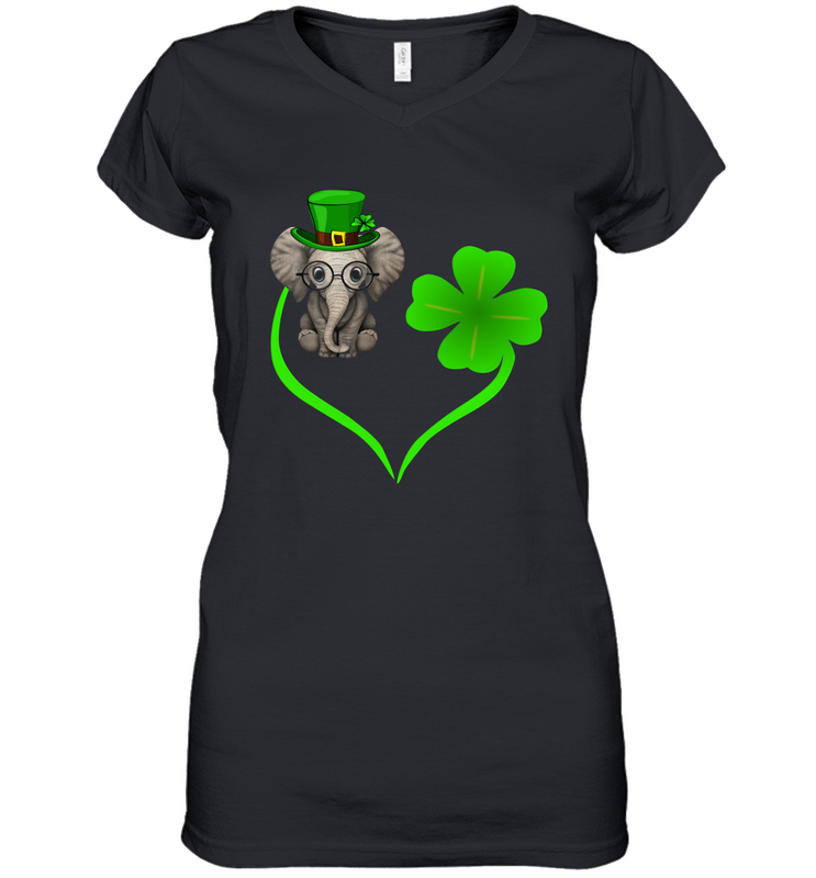 Elephant irish heart st patrick's day Women's V-Neck - kambletee