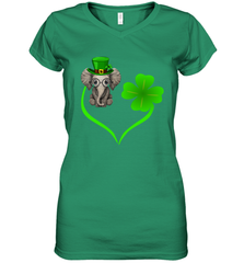 Elephant irish heart st patrick's day Women's V-Neck - kambletee