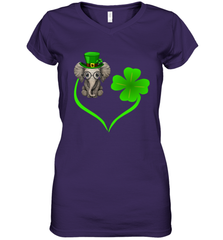 Elephant irish heart st patrick's day Women's V-Neck - kambletee