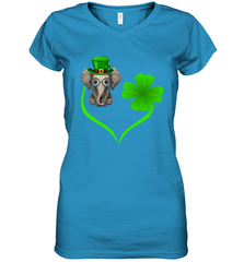 Elephant irish heart st patrick's day Women's V-Neck - kambletee