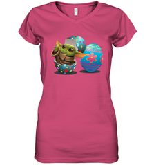 Easter Eggs Baby Yoda Women's V-Neck - kambletee