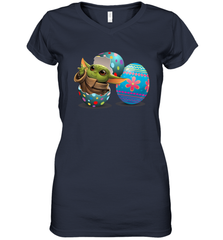 Easter Eggs Baby Yoda Women's V-Neck - kambletee