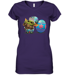 Easter Eggs Baby Yoda Women's V-Neck - kambletee