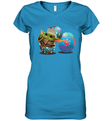 Easter Eggs Baby Yoda Women's V-Neck - kambletee
