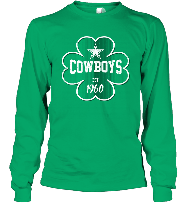 Patrick's Day Shamrock For Dallas Cowboys Fans Long Sleeve T-Shirt - kambletee