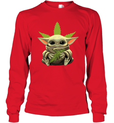 Baby Yoda hug weed Long Sleeve T-Shirt - kambletee