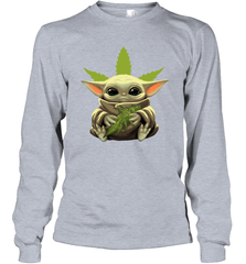 Baby Yoda hug weed Long Sleeve T-Shirt - kambletee