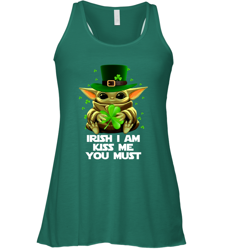 Baby Yoda hug Irish I am kiss me you must Racerback Tank - kambletee