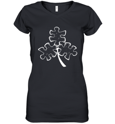 Autism shamrock St Patrick's day Women's V-Neck - kambletee