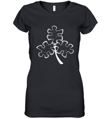 Autism shamrock St Patrick's day Women's V-Neck - kambletee