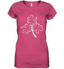 Autism shamrock St Patrick's day Women's V-Neck - kambletee