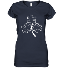 Autism shamrock St Patrick's day Women's V-Neck - kambletee