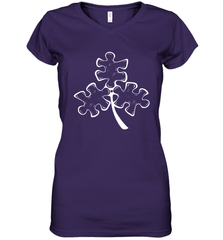 Autism shamrock St Patrick's day Women's V-Neck - kambletee