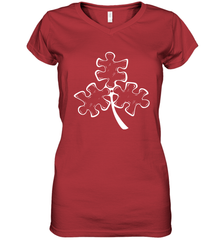 Autism shamrock St Patrick's day Women's V-Neck - kambletee